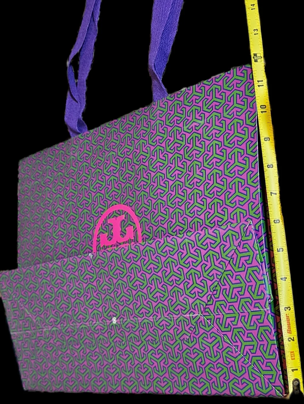 RARE Tory Burch XL Shopping Gift Bag Purple Green Pink Boutique Packaging Tote
